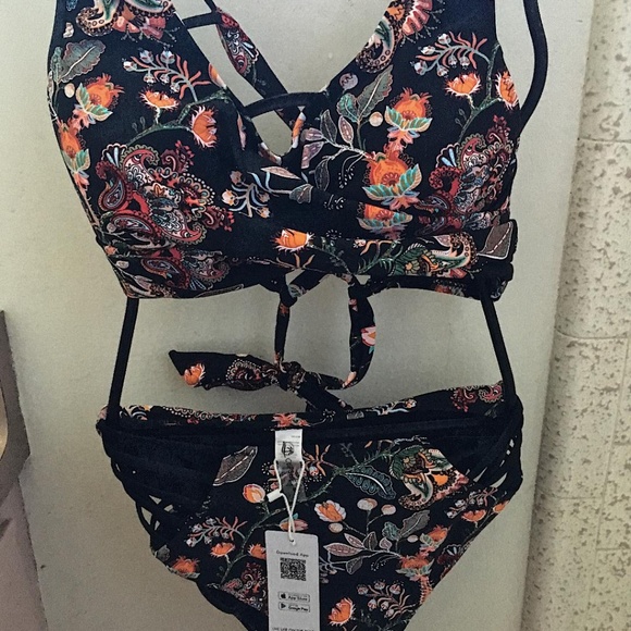 cupshe flower dance high waisted bikini